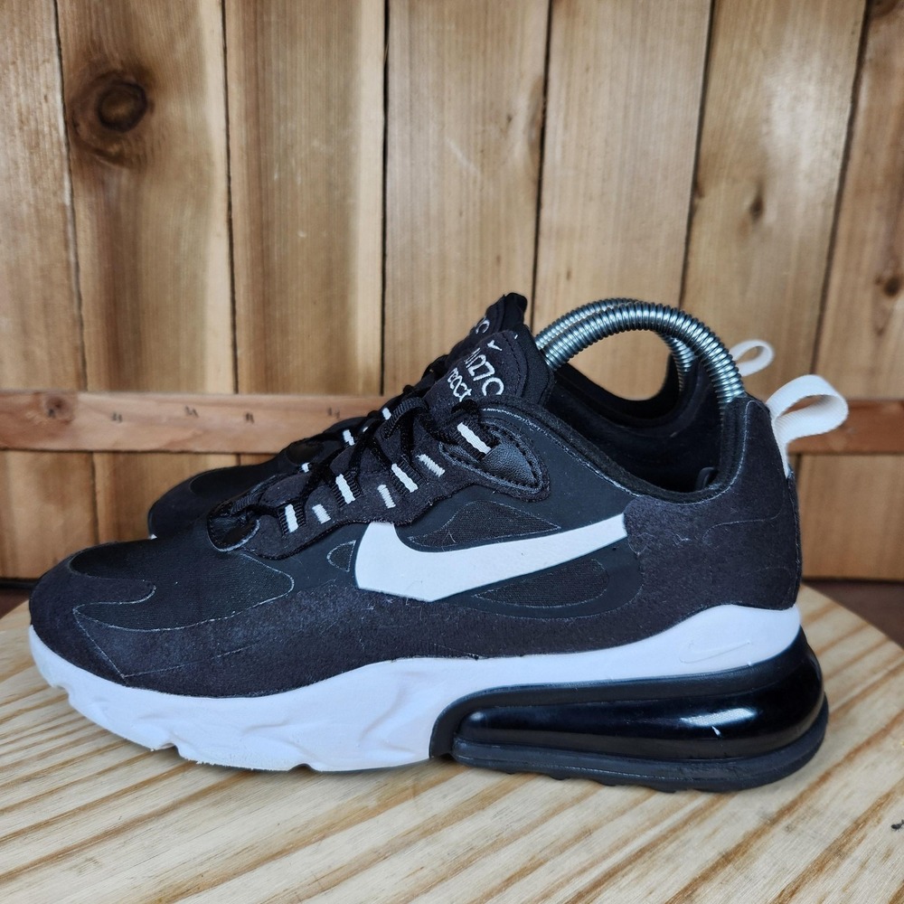 Nike Air‎ Max 270 React Shoes Womens 7.5 Black Mesh Running Sneakers AT6174-004